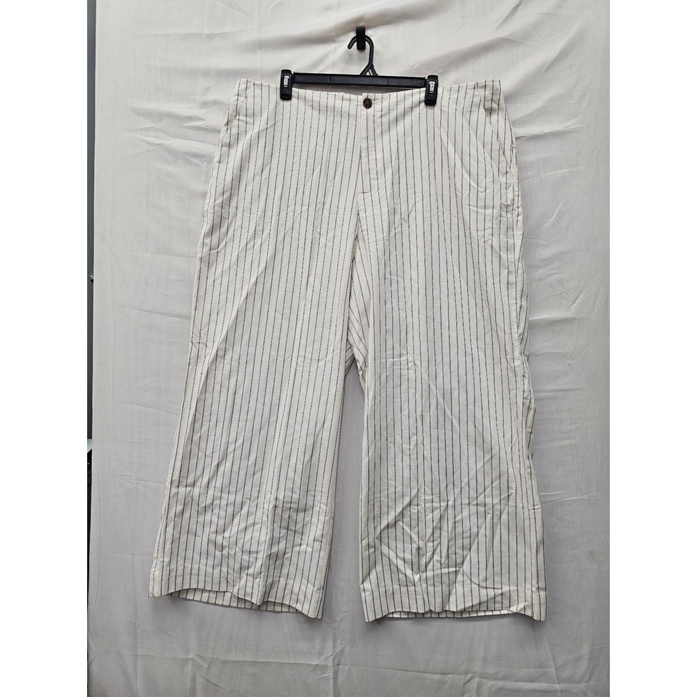A New Day Womens Wide Leg Pants Cream Cotton Blend Casual Size 24